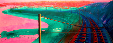Červená krajina / Red landscape, akryl na plátně / acrylioc on canvas, 80X200, 2012